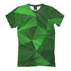Мужская футболка 3D с принтом Зеленые Полигоны , Выбор из 3-х типов ткани | <ul>
<li>Обычная ткань — интерлок, спортивный трикотаж. Плотность 140 г/м.кв. Состав: 100% полиэстер</li>
<li>Премиум ткань — джерси, мягкий трикотаж. Плотность 180 г/м.кв. Состав: 97% полиэстер, 3% эластан</li>
<li>Люкс ткань — кулирка, наиболее плотная и долговечня ткань. Плотность 210 г/м.кв. Состав: 97% полиэстер, 3% эластан</li>
</ul> | 