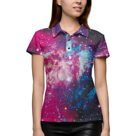 Женская рубашка поло 3D с принтом Космос ,  |  | Тематика изображения на принте: 