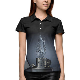 Женская рубашка поло 3D с принтом Зажигалка с водой в Екатеринбурге,  |  | 