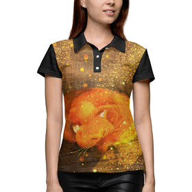 Женская рубашка поло 3D с принтом Кот в Кировске,  |  | Тематика изображения на принте: 