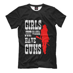 Футболка для мальчиков с принтом Girls just wanna have guns в Тюмени, Интерлок, плотность ткани 135-140 гр/кв.м; Состав:... | Ткань сандвич - ткань, специально разработанная для сублимационной печати. Снаружи это 100% полиэстеровый трикотаж, изнутри - 100% нежный хлопок.  Ткань мягкая, эластичная, хорошо держит форму. Ткань не мнется, гигиеничная, хорошо пропускает воздух, легко впитывает влагу, легко стирается и  быстро сохнет.    | Тематика изображения на принте: 