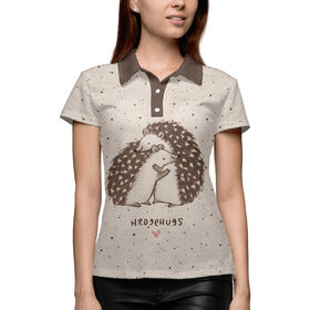 Женская рубашка поло 3D с принтом Влюбленные ежики в Курске,  |  | 