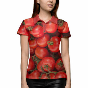 Женская рубашка поло 3D с принтом Помидоры в Санкт-Петербурге,  |  | 
