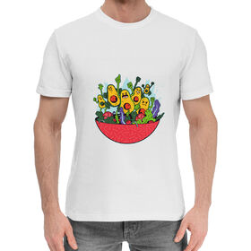Мужская хлопковая футболка с принтом Авокадо против салата в Кировске,  |  | 