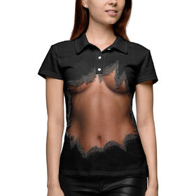 Женская рубашка поло 3D с принтом Стройное тело ,  |  | Тематика изображения на принте: 
