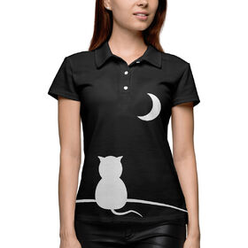 Женская рубашка поло 3D с принтом Смотрящий в ночь в Белгороде,  |  | 