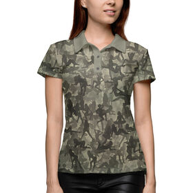 Женская рубашка поло 3D с принтом Камуфляж с распутными девицами в Курске,  |  | 