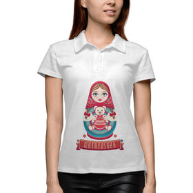 Женская рубашка поло 3D с принтом Матрешка в Тюмени,  |  | Тематика изображения на принте: 