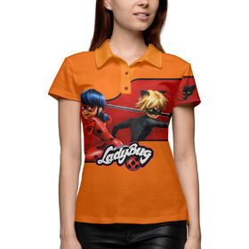 Женская рубашка поло 3D с принтом Леди Баг и Супер-Кот 2 ,  |  | Тематика изображения на принте: 