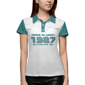 Женская рубашка поло 3D с принтом Made in USSR 1987 ,  |  | Тематика изображения на принте: 