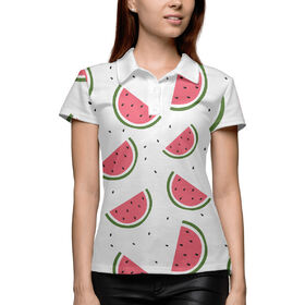 Женская рубашка поло 3D с принтом Арбуз в Рязани,  |  | 