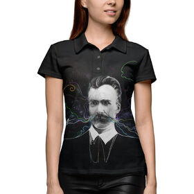 Женская рубашка поло 3D с принтом Ницше в Новосибирске,  |  | 