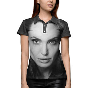 Женская рубашка поло 3D с принтом Анджелина Джоли ,  |  | 