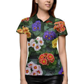 Женская рубашка поло 3D с принтом Клумба с цветами в Курске,  |  | 