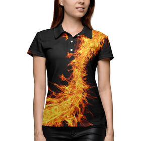 Женская рубашка поло 3D с принтом Жёлтый огонь в Белгороде,  |  | 