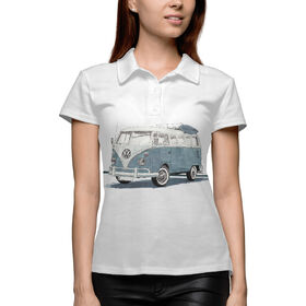 Женская рубашка поло 3D с принтом VW T1 ,  |  | Тематика изображения на принте: 