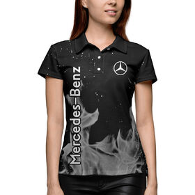 Женское поло 3D с принтом Mercedes-Benz grey fire ,  |  | 