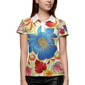 Женская рубашка поло 3D с принтом Хохлома Стиль ,  |  | 