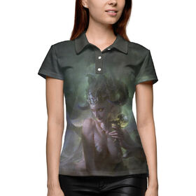 Женская рубашка поло 3D с принтом Медуза горгона ,  |  | Тематика изображения на принте: 