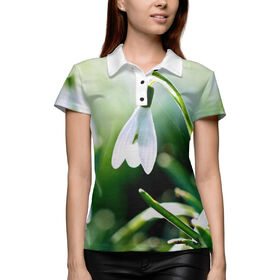 Женская рубашка поло 3D с принтом Подснежник в Кировске,  |  | 