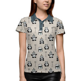 Женская рубашка поло 3D с принтом Индеец панда в Курске,  |  | 