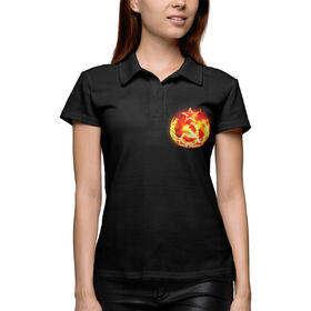 Женская рубашка поло 3D с принтом Огненный СССР в Новосибирске,  |  | 