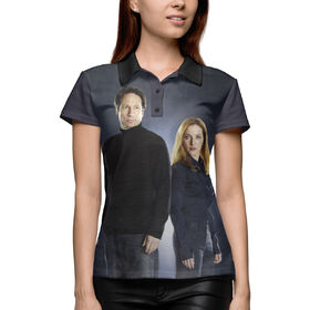 Женская рубашка поло 3D с принтом Малдер и Скалли в Тюмени,  |  | 