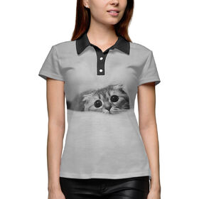 Женская рубашка поло 3D с принтом Коты в Санкт-Петербурге,  |  | Тематика изображения на принте: 