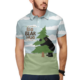 Мужское поло 3D с принтом Big Bear Hugs в Курске,  |  | Тематика изображения на принте: 