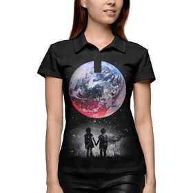 Женская рубашка поло 3D с принтом Cosmic Dreams в Петрозаводске,  |  | 