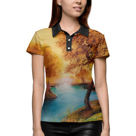 Женская рубашка поло 3D с принтом Осень в Курске,  |  | 