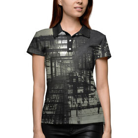 Женская рубашка поло 3D с принтом Космическая Станция в Санкт-Петербурге,  |  | 