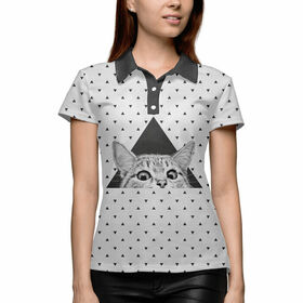 Женская рубашка поло 3D с принтом Взгляд кота ,  |  | Тематика изображения на принте: 