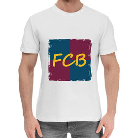 Мужская хлопковая футболка с принтом FC Barcelona в Кировске,  |  | 