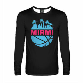 Мужской лонгслив с принтом Miami Basketball ,  |  | Тематика изображения на принте: 