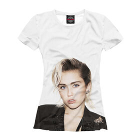 Женская футболка 3D с принтом Miley Cyrus в Тюмени, Выбор из трех типов ткани | <ul> <li>Обычная ткань — интерлок, спортивный трикотаж. Плотность 140 г/м.кв. Состав: 100% полиэстер</li> <li>Премиум ткань — джерси, мягкий трикотаж. Плотность 180 г/м.кв. Состав: 97% полиэстер, 3% эластан</li> <li>Люкс ткань — кулирка, наиболее плотная и долговечня ткань. Плотность 210 г/м.кв. Состав: 97% полиэстер, 3% эластан</li> </ul> | Тематика изображения на принте: 