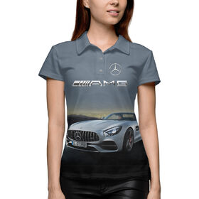 Женское поло 3D с принтом Mercedes V8 Biturbo AMG ,  |  | 