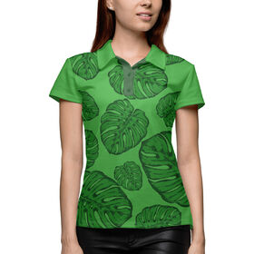 Женская рубашка поло 3D с принтом Папоротник в Курске,  |  | 