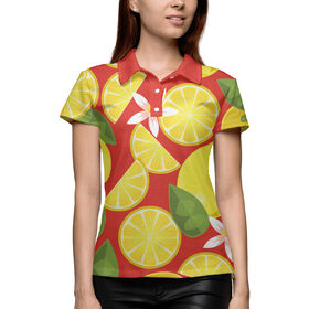 Женская рубашка поло 3D с принтом Лимоны ,  |  | Тематика изображения на принте: 