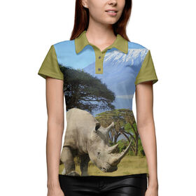 Женская рубашка поло 3D с принтом Килиманджаро ,  |  | Тематика изображения на принте: 