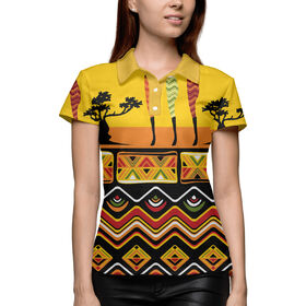 Женская рубашка поло 3D с принтом Народы африки в Новосибирске,  |  | 