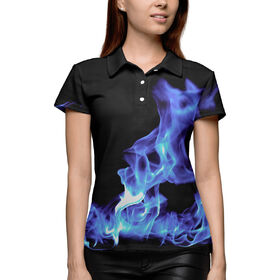 Женская рубашка поло 3D с принтом Синий огонь в Кировске,  |  | 