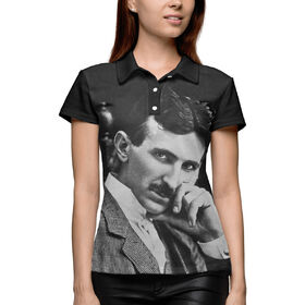 Женская рубашка поло 3D с принтом Никола Тесла в Новосибирске,  |  | 