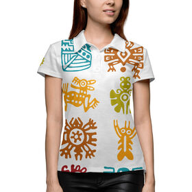 Женская рубашка поло 3D с принтом Индейский тотем в Курске,  |  | 