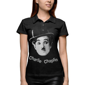 Женская рубашка поло 3D с принтом Charlie Chaplin в Кировске,  |  | 