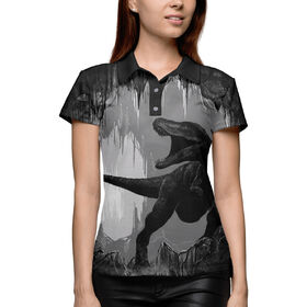 Женская рубашка поло 3D с принтом Пещера динозавра ,  |  | 
