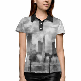 Женская рубашка поло 3D с принтом Серый город в Курске,  |  | 