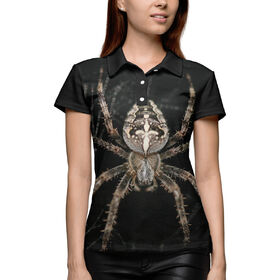 Женская рубашка поло 3D с принтом Паук ,  |  | Тематика изображения на принте: 