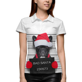 Женская рубашка поло 3D с принтом Плохой Санта в Екатеринбурге,  |  | 