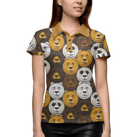 Женская рубашка поло 3D с принтом Медведи в Кировске,  |  | 